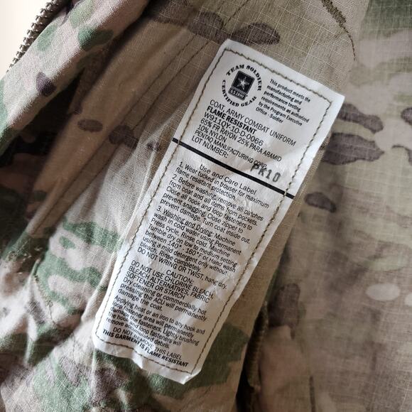Army Surplus Combat Multicam Camo Uniform Jacket Flame Resistant Size S Long - Picture 11 of 12